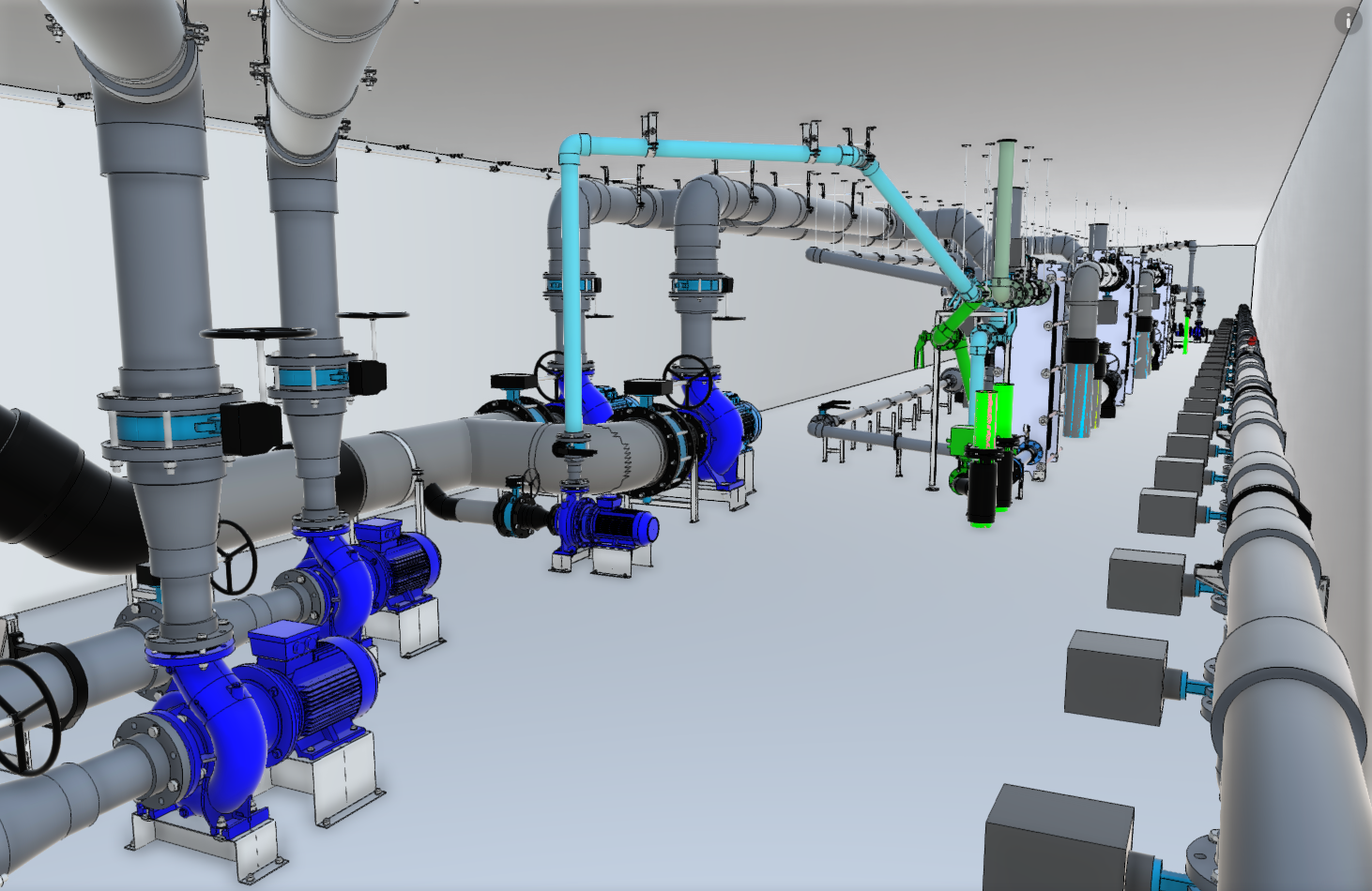 Modelo BIM MEP — sistema de aquacultura